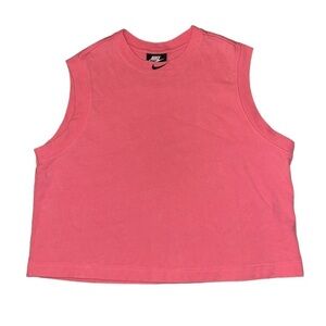 Nike neon pink black embroidered collar swoosh logo tank top women’s size large